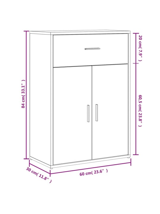 Senkit 2 kpl harmaa Sonoma 60x30x84 cm tekninen puu
