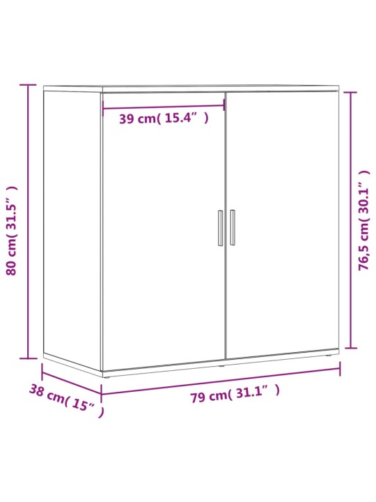 Senkit 2 kpl harmaa Sonoma 79x38x80 cm tekninen puu