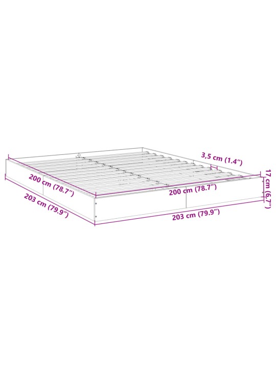 Sängynrunko musta 200x200 cm tekninen puu