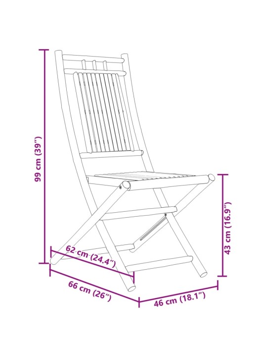 Taitettavat puutarhatuolit 4 kpl 46x66x99 cm bambu