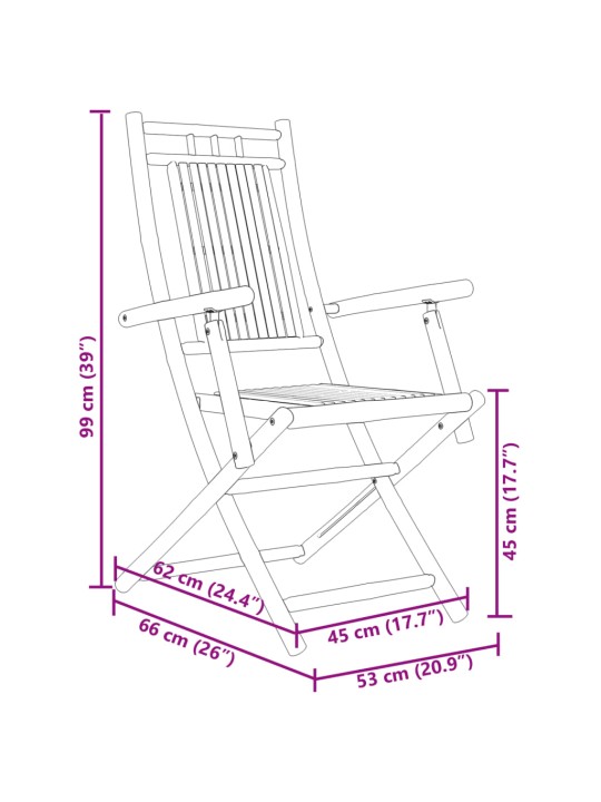 Taitettavat puutarhatuolit 4 kpl 53x66x99 cm bambu