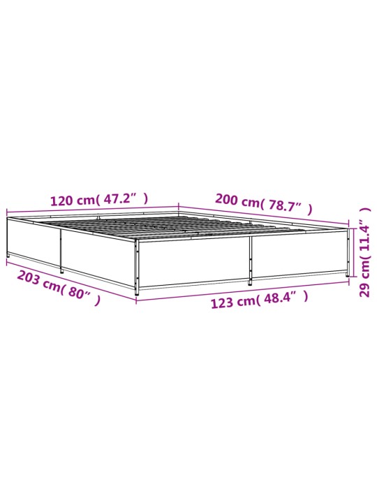 Sängynrunko musta 120x200 cm tekninen puu ja metalli