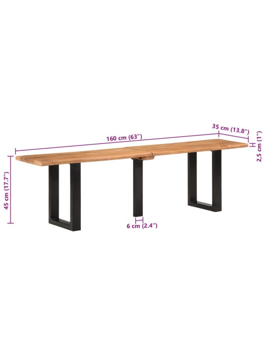 Penkki 160 cm täysi akasiapuu ja teräs