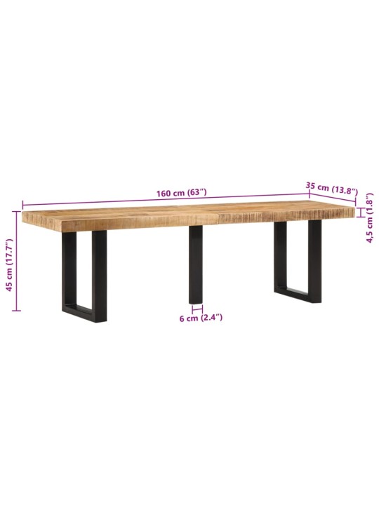 Penkki 160 cm täysi karkea mangopuu ja teräs