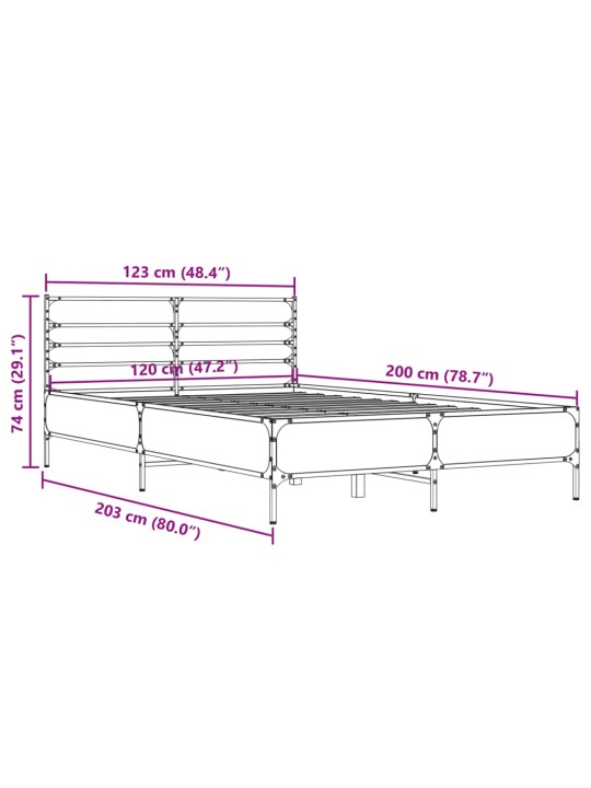 Sängynrunko harmaa Sonoma 120x200 cm tekninen puu ja metalli