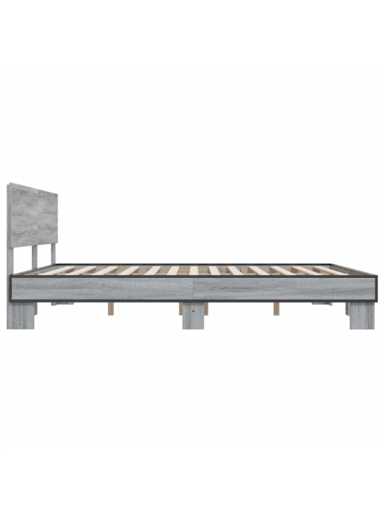 Sängynrunko harmaa Sonoma 200x200 cm tekninen puu ja metalli