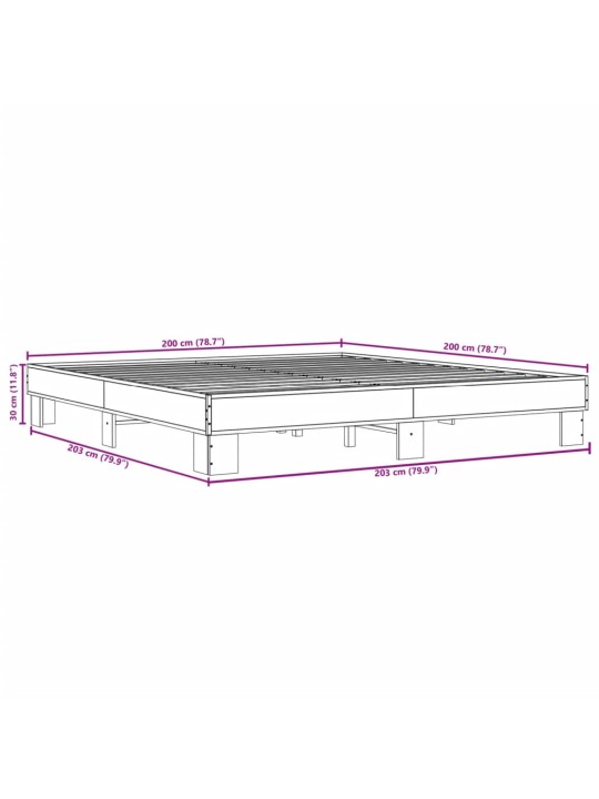 Sängynrunko savutammi 200x200 cm tekninen puu ja metalli