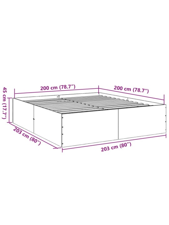 Sängynrunko ruskea tammi 200x200 cm tekninen puu