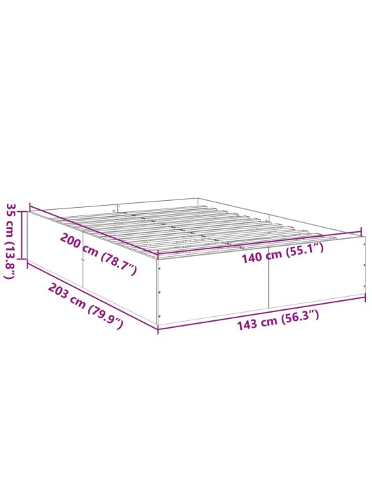 Sängynrunko harmaa Sonoma 140x200 cm tekninen puu