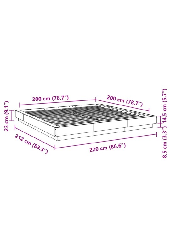 Sängynrunko musta 200x200 cm tekninen puu