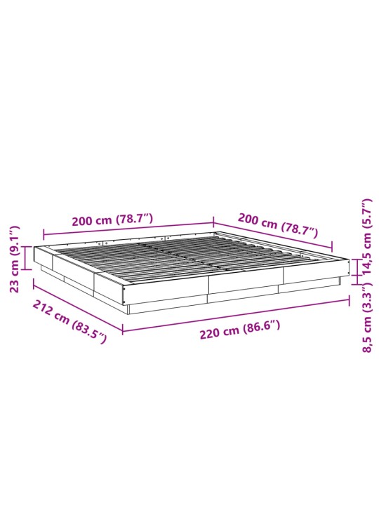 Sängynrunko Sonoma-tammi 200x200 cm tekninen puu