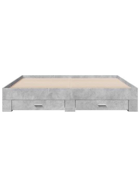 Sängynrunko laatikoilla betoninharmaa 200x200 cm tekninen puu