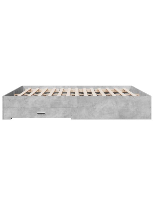 Sängynrunko laatikoilla betoninharmaa 200x200 cm tekninen puu