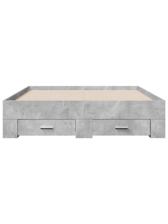 Sängynrunko laatikoilla betoninharmaa 140x190 cm tekninen puu