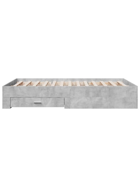 Sängynrunko laatikoilla betoninharmaa 140x190 cm tekninen puu