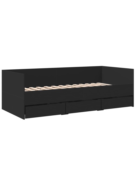 Vuodesohva laatikoilla ei patjaa musta 90x200 cm