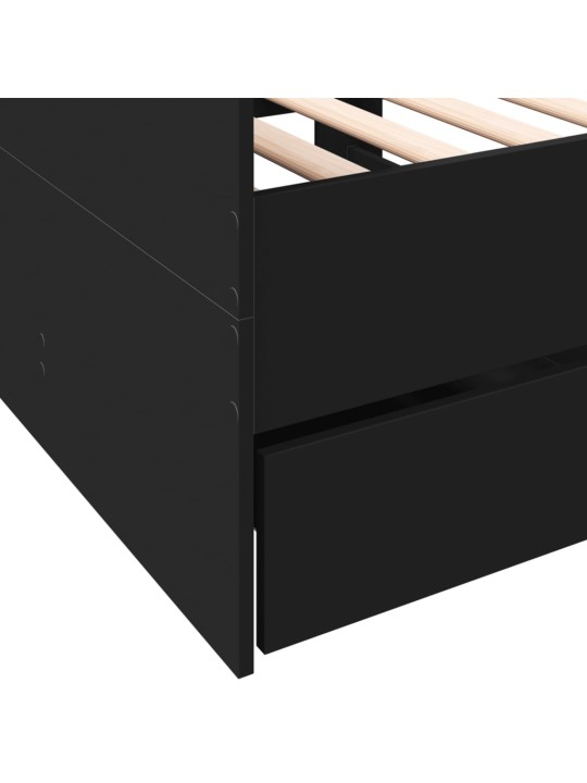 Vuodesohva laatikoilla ei patjaa musta 90x200 cm