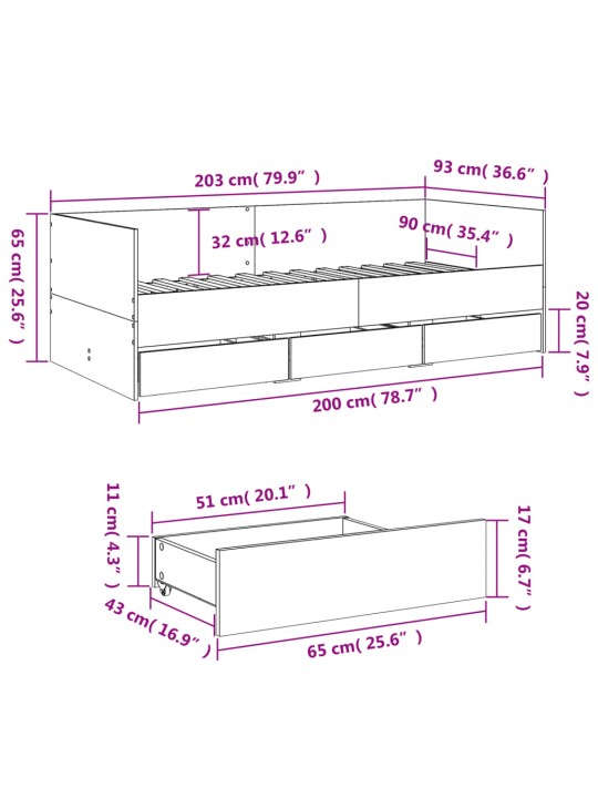 Vuodesohva laatikoilla ei patjaa musta 90x200 cm