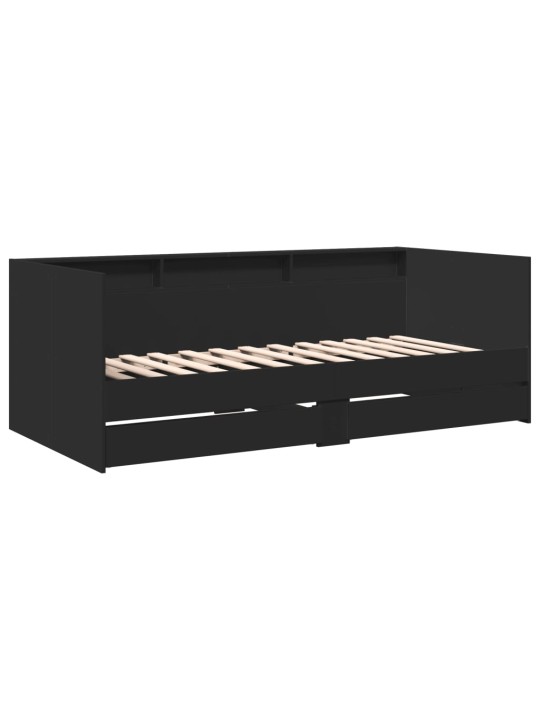 Vuodesohva laatikoilla ei patjaa musta 100x200 cm