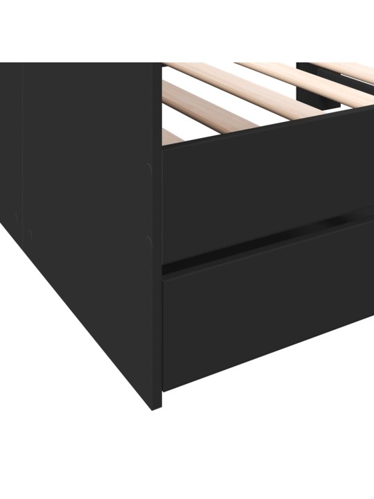 Vuodesohva laatikoilla ei patjaa musta 90x200 cm