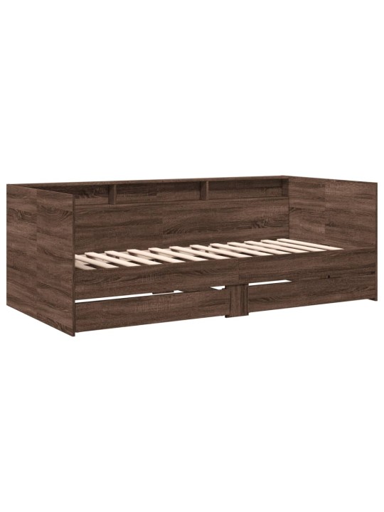Vuodesohva laatikoilla ei patjaa ruskea tammi 90x200 cm