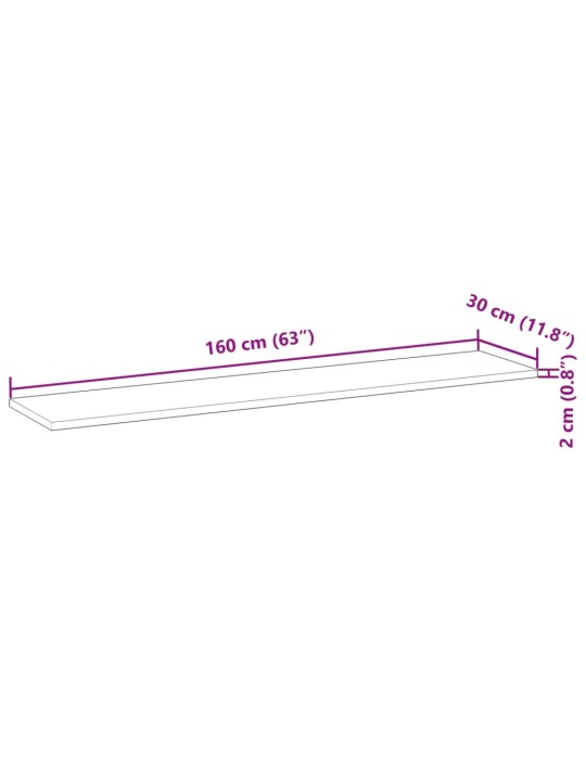 Kelluva hylly 160x30x2 cm käsittelemätön täysi akasiapuu
