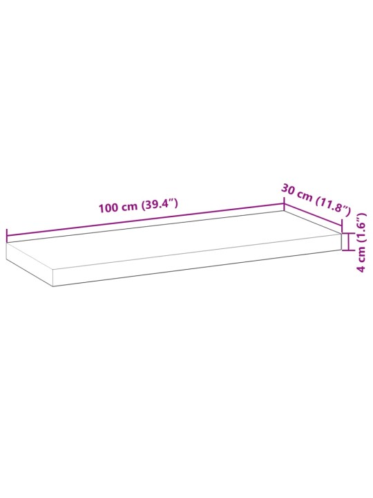 Kelluvat hyllyt 2 kpl 100x30x4 cm käsittelemätön täysi akasia