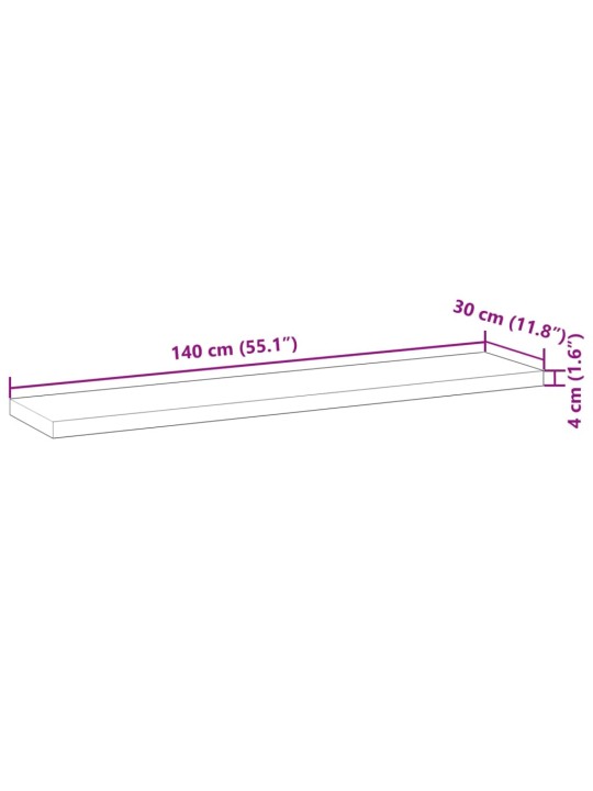 Kelluva hylly 140x30x4 cm käsittelemätön täysi akasiapuu