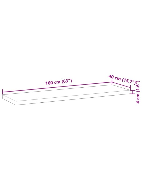 Kylpyhuoneen pöytälevy 160x40x4 cm käsittelemätön täysi akasia