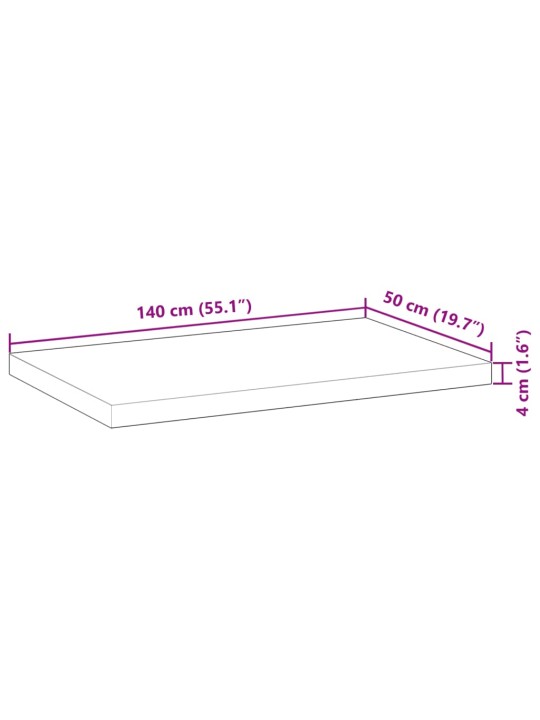 Kylpyhuoneen pöytälevy 140x50x4 cm käsittelemätön täysi akasia