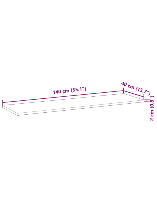 Kylpyhuoneen pöytälevy 140x40x2 cm öljytty täysi akasiapuu