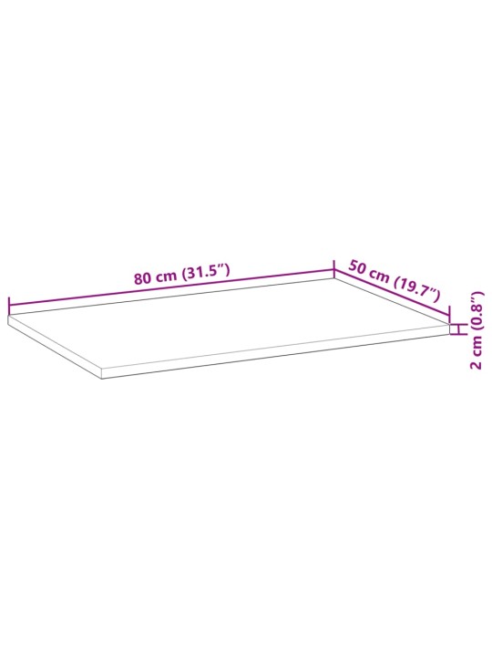 Kylpyhuoneen pöytälevy 80x50x2 cm öljytty täysi akasiapuu