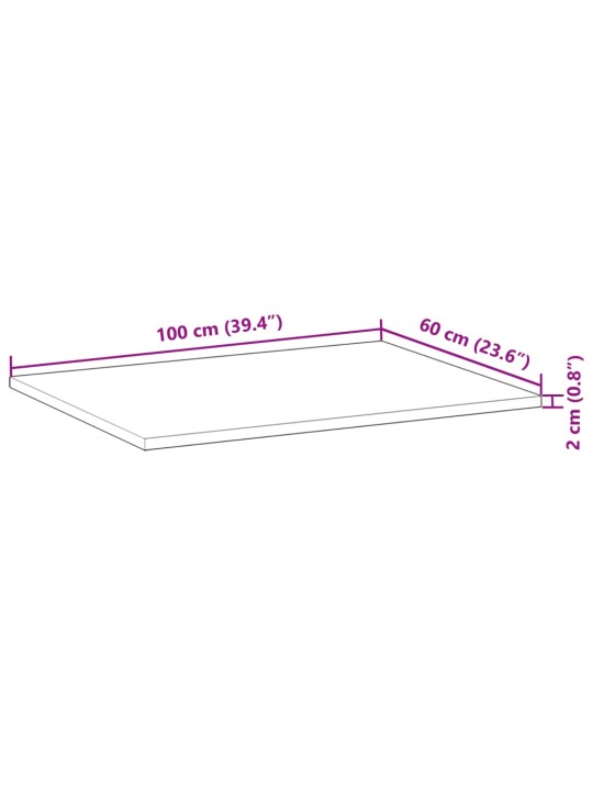Pöytälevy 100x60x2 cm käsittelemätön täysi akasia