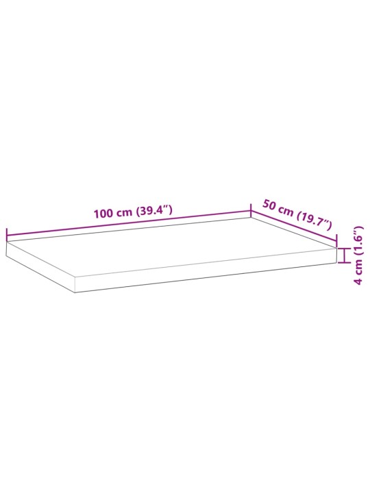 Pöytälevy 100x50x4 cm käsittelemätön täysi akasiapuu