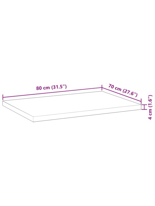 Pöytälevy 80x70x4 cm käsittelemätön täysi akasiapuu