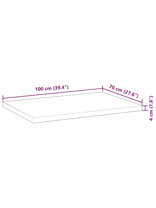 Pöytälevy 100x70x4 cm käsittelemätön täysi akasiapuu