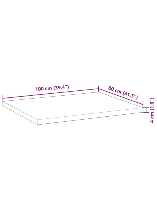 Pöytälevy 100x80x4 cm käsittelemätön täysi akasiapuu