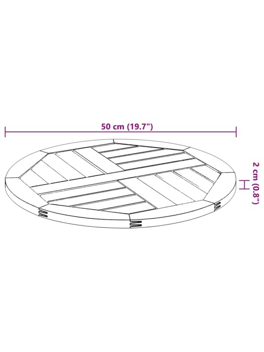 Pöytälevy ø50x2 cm pyöreä täysi akasiapuu