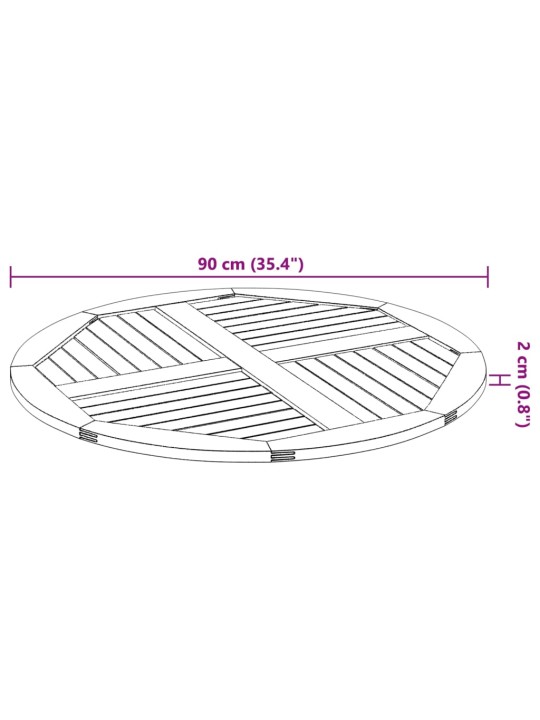 Pöytälevy ø90x2,2 cm pyöreä massiivipuu akaasia