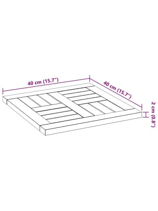 Pöytälevy 40x40x2 cm neliö täysi akasiapuu