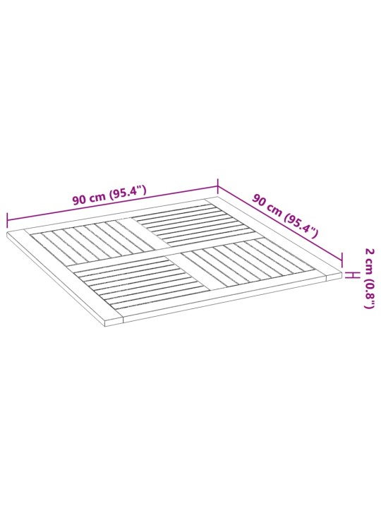 Pöytälevy 90x90x2,2 cm neliö täysi akasiapuu