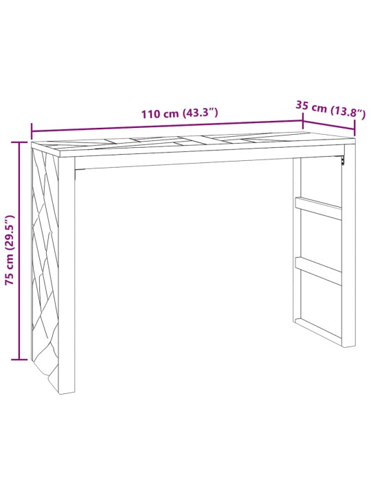 Konsolipöytä 110x35x75 cm massiivipuuta tiikiä