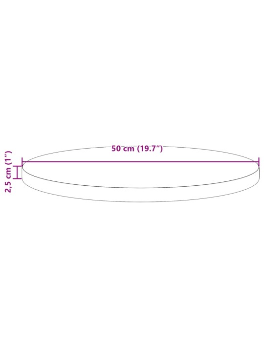 Pöytälevy pyöreä vahanruskea Ø50x2,5 cm täysi mänty