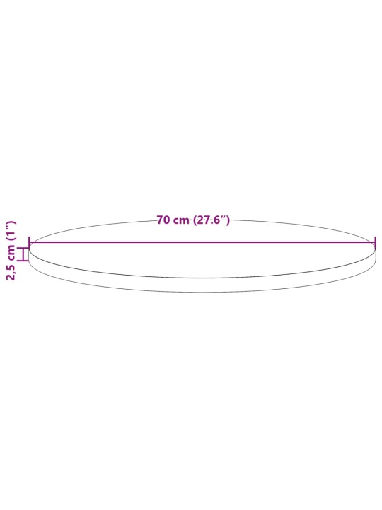 Pöytälevy pyöreä vahanruskea Ø70x2,5 cm täysi mänty