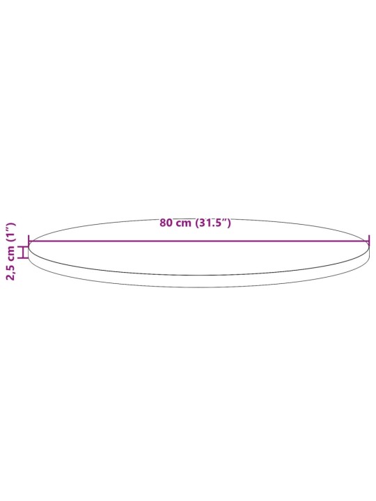 Pöytälevy pyöreä vahanruskea Ø80x2,5 cm täysi mänty