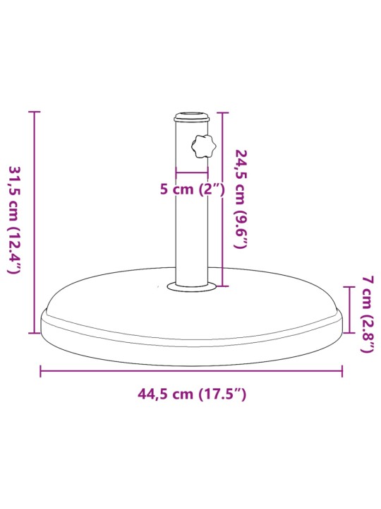 Aurinkovarjon jalusta Ø32/35/38 mm tangolle 15 kg pyöreä