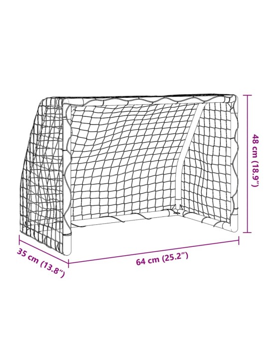 Lasten jalkapallomaali 2 kpl pallolla valk. 64x35x48 cm metalli