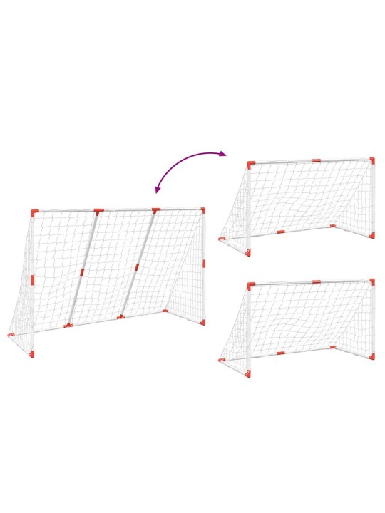 Lasten jalkapallomaali palloilla 2-in-1 valkoinen 184x64x124 cm