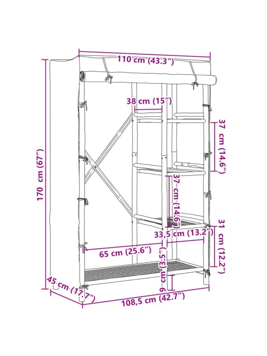 Vaatekaappi 110x45x170 cm bambu