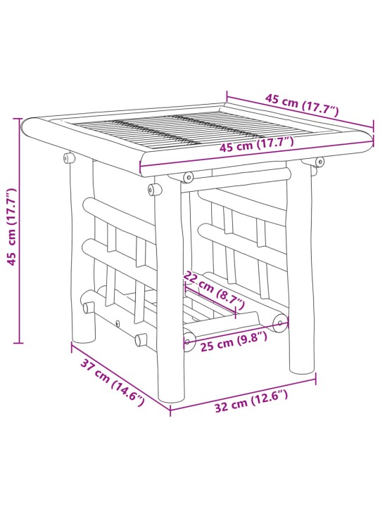 Sivupöytä 45x45x45 cm bambu